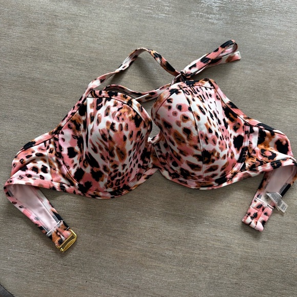 Victoria’s Secret vintage balcontte Leopard Print Bikini top 34DD push up EUC - Picture 1 of 4